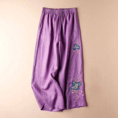 AMICA -  Weit geschnittene Hosen mit Stickerei-Design