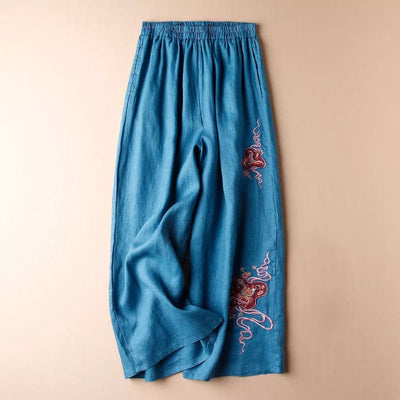 AMICA -  Weit geschnittene Hosen mit Stickerei-Design