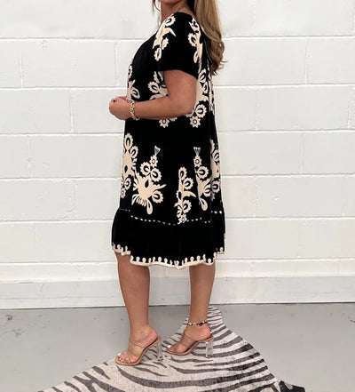 Mocarra | Bohemian Rundhalsausschnitt Lose Print Kleid