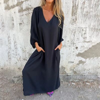 Mocarra | Lockeres Sommerkleid mit V-Ausschnitt und Laternenärmeln