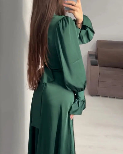 Mocarra | Schickes Kleid mit gekreuzter Taille und Krawatte