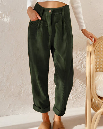 Mocarra | Cordhose mit hohem Bund und Faltenwurf