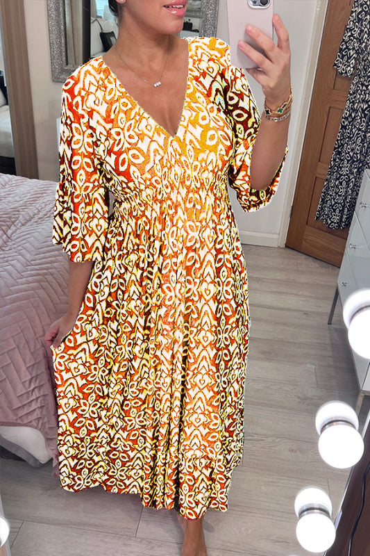 Mocarra | V-Ausschnitt Bohemian Langes Kleid