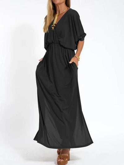 Mocarra | Lässiges Kleid mit V-Ausschnitt und Schlitz