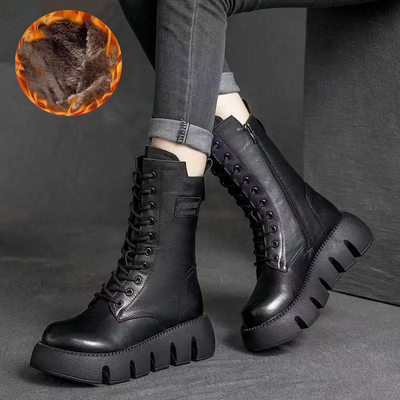 Mocarra | Mittelhoher Lederstiefel mit klobiger Sohle