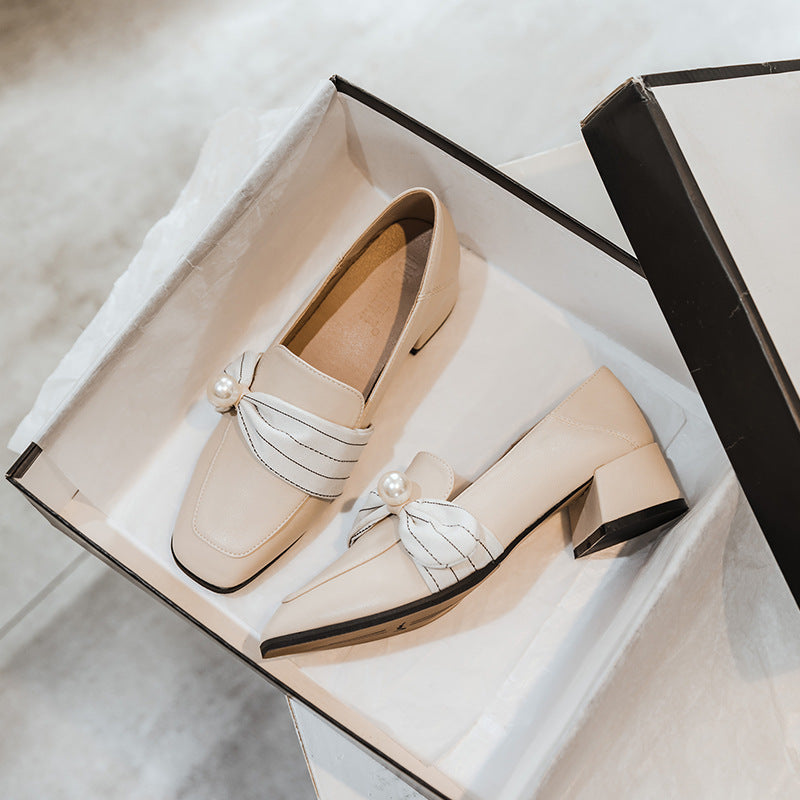Mocarra | Hohe Heel Leder Schuhe British Style Loafer