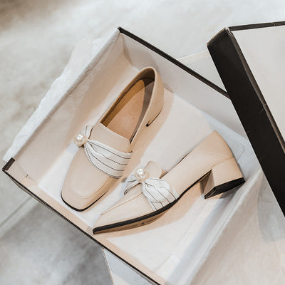 Mocarra | Hohe Heel Leder Schuhe British Style Loafer