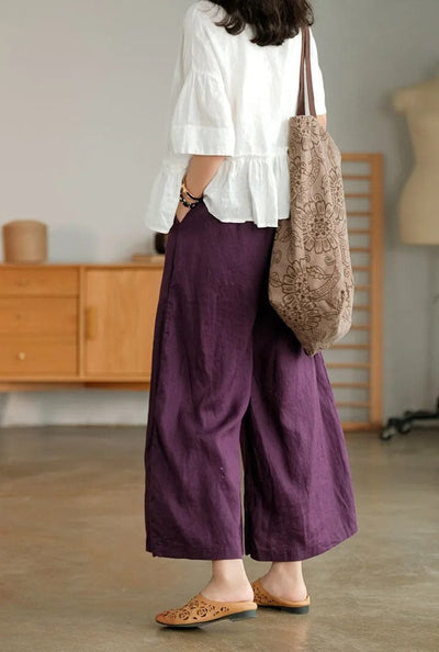 BRIANNA - Weite Hose aus Baumwolle und Leinen