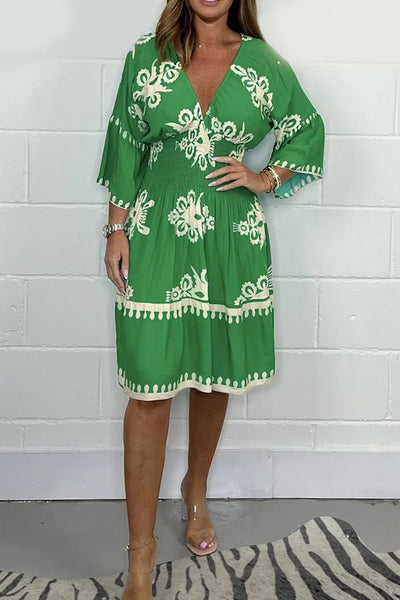 Mocarra | Bedrucktes Sommerkleid mit V-Ausschnitt