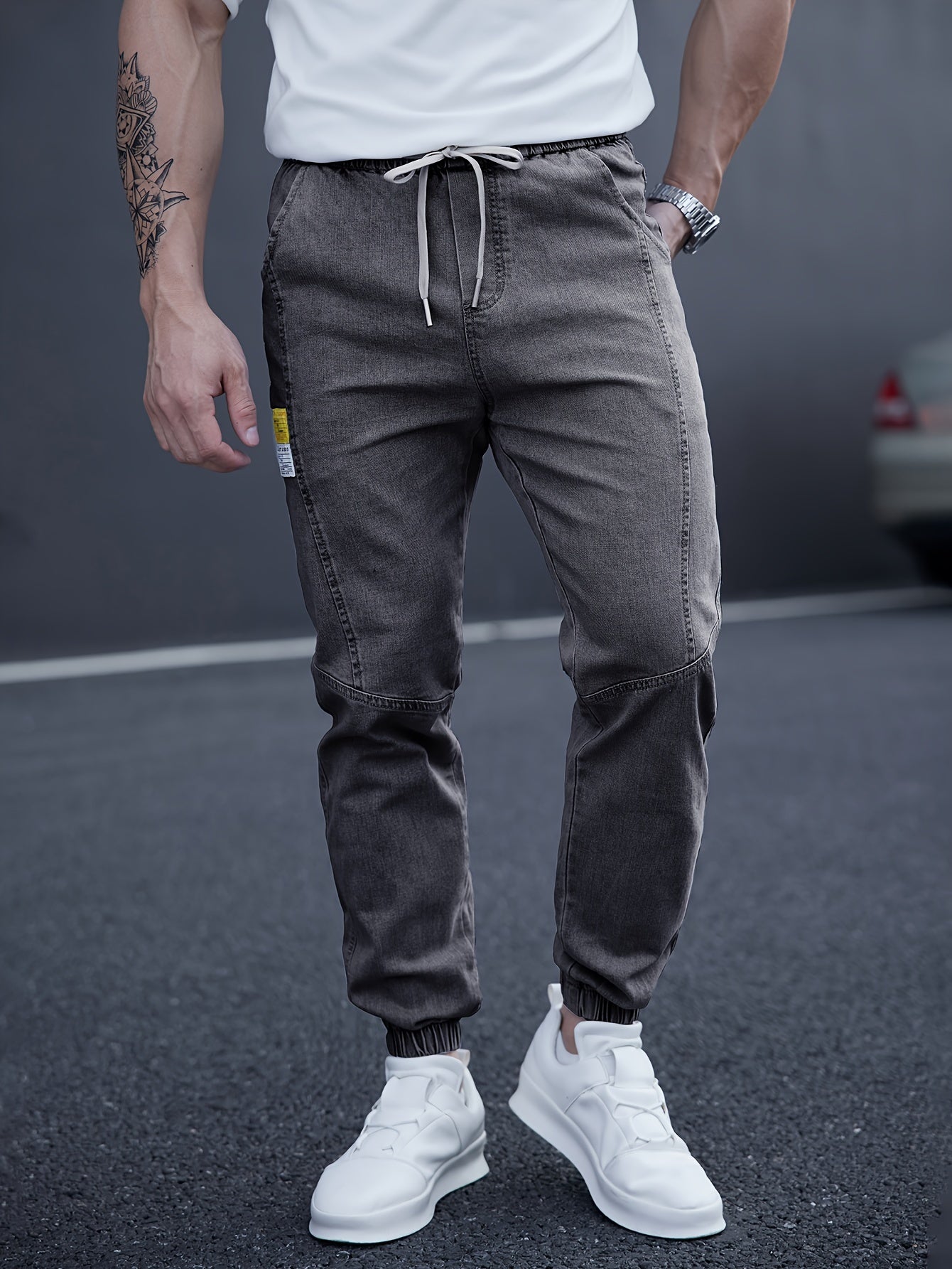 Angelo - Schwarze Herren-Jeans-Jogger mit lockerem Schnitt