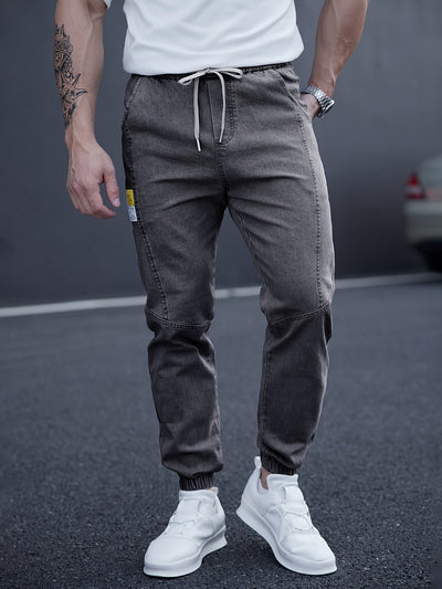 Angelo - Schwarze Herren-Jeans-Jogger mit lockerem Schnitt