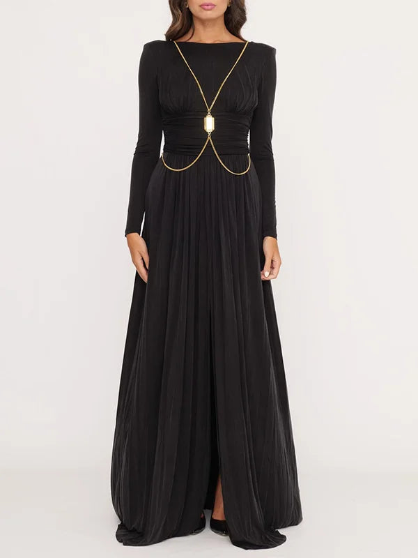 Mocarra | Langärmeliges Rückenfreies Maxikleid