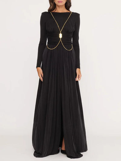 Mocarra | Langärmeliges Rückenfreies Maxikleid