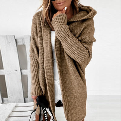Mocarra | Mittellange Kapuzenstrickjacke für Frauen