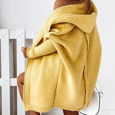 Mocarra | Mittellange Kapuzenstrickjacke für Frauen