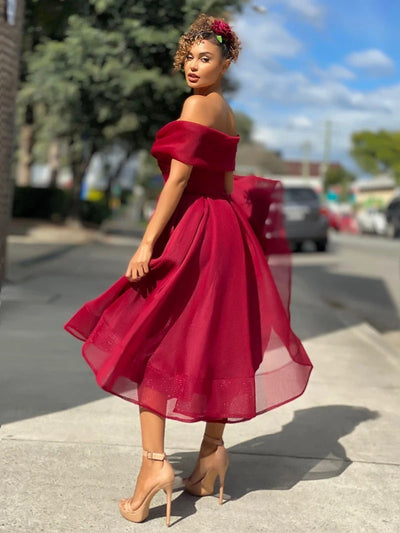 Paulette - Elegantes Off-Shoulder Brautjungfernkleid