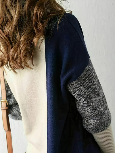 Amelia | Colorblock Rollkragenpullover in Apricot
