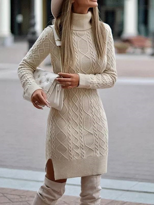 Mocarra | Anmutiges MIDI-Kleid mit Rollkragen