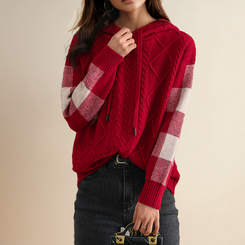 HOODED JACQUARD SWEATER | ELEGANTER KOMFORT STIL