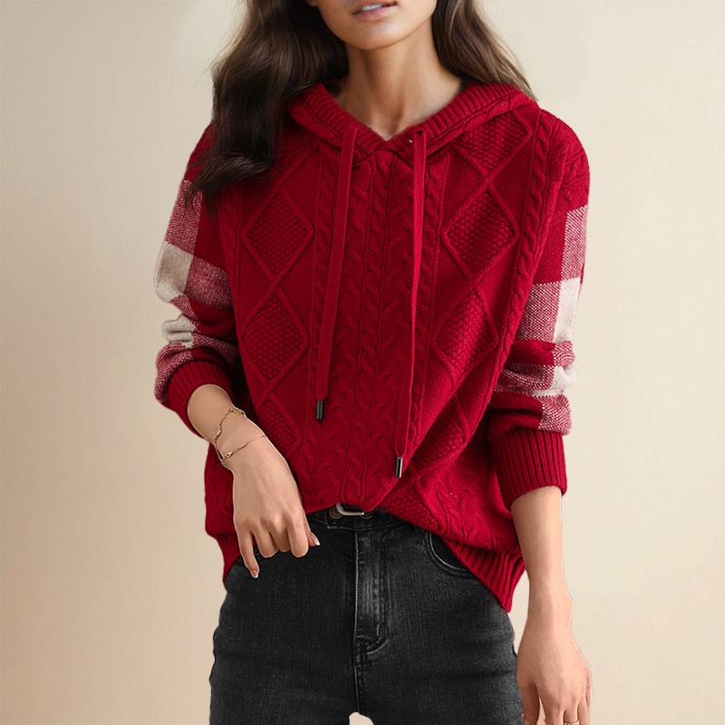 HOODED JACQUARD SWEATER | ELEGANTER KOMFORT STIL