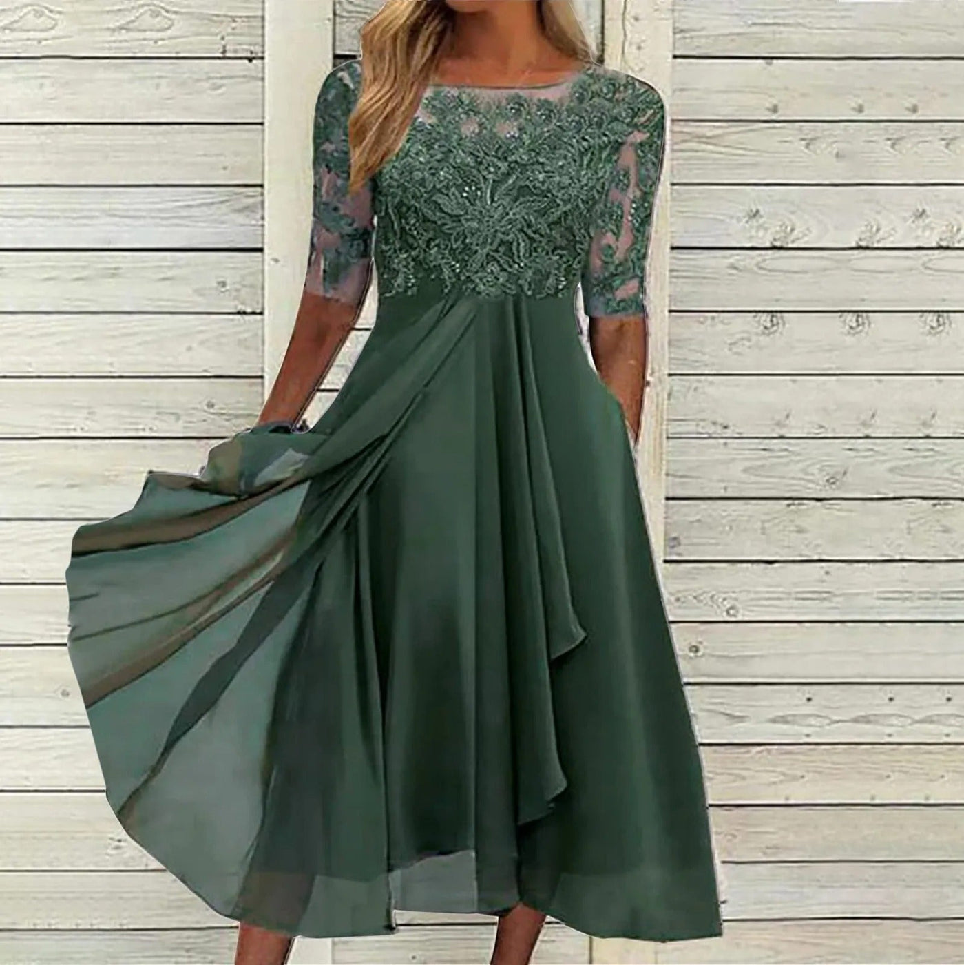Margherita | Elegantes Spitzenkleid mit Bauchabdeckung