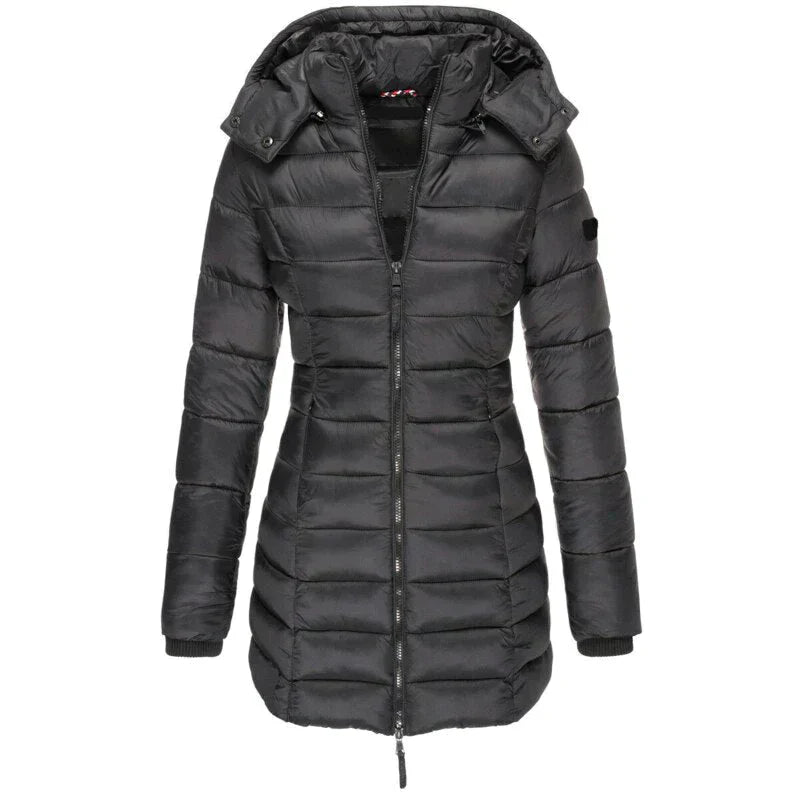 Mocarra | Lange Daunenjacke mit Kapuze für Frauen