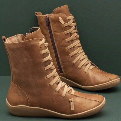Mocarra | Vintage Lange Stiefel ich Schnürsenkel