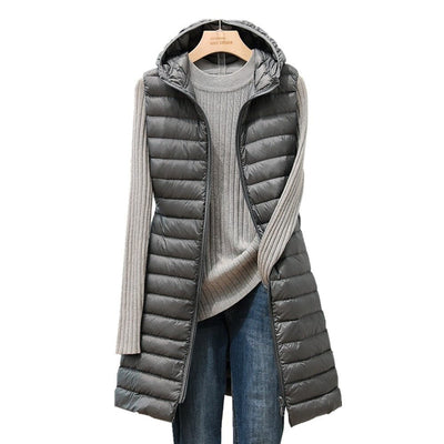 Mocarra | Lange ärmellose Steppjacke mit Kapuze