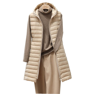 Mocarra | Lange ärmellose Steppjacke mit Kapuze