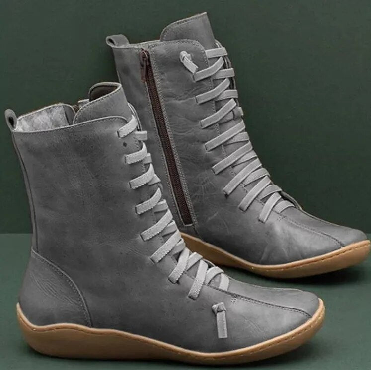 Mocarra | Vintage Lange Stiefel ich Schnürsenkel