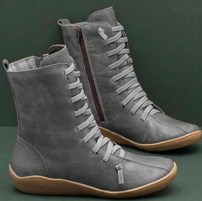 Mocarra | Vintage Lange Stiefel ich Schnürsenkel
