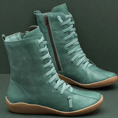 Mocarra | Vintage Lange Stiefel ich Schnürsenkel