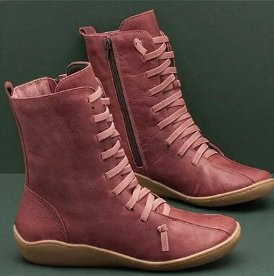 Mocarra | Vintage Lange Stiefel ich Schnürsenkel