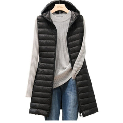 Mocarra | Lange ärmellose Steppjacke mit Kapuze