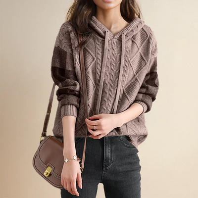 HOODED JACQUARD SWEATER | ELEGANTER KOMFORT STIL