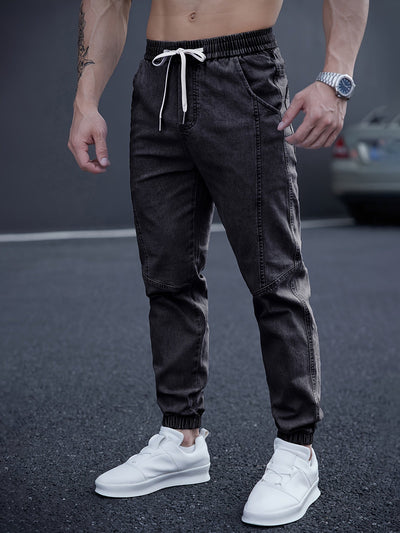 Angelo - Schwarze Herren-Jeans-Jogger mit lockerem Schnitt