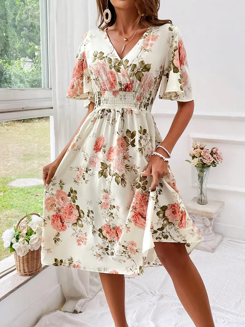 Mercy - Sommerkleid V-Ausschnitt Blumenmuster