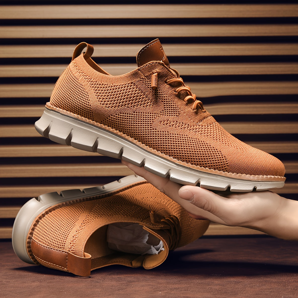 Harris - Karamellfarbene Strick-Sneaker für Herren