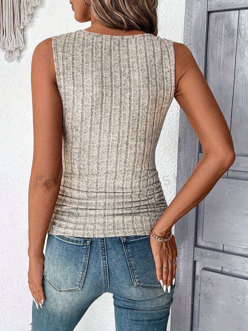 Agatha - Einfarbiges Geripptes Tanktop Sommer