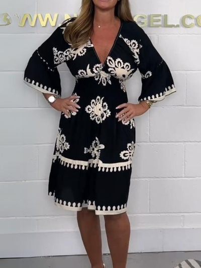 Mocarra | Bedrucktes Sommerkleid mit V-Ausschnitt