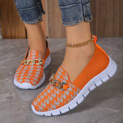 Mocarra | Mode Hahnentritt Print Kette Mesh Schuhe
