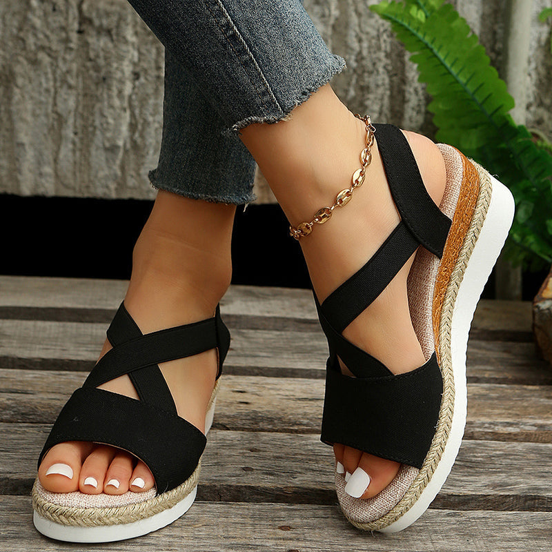 Monique - Keilsandalen Kreuzriemen Plattform Gladiator