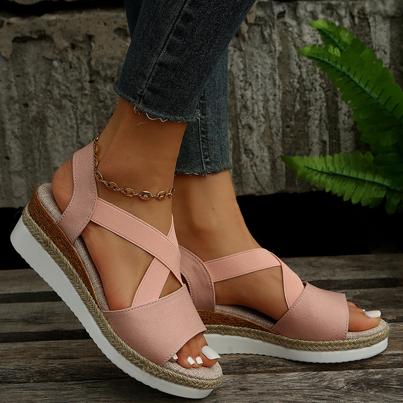 Monique - Keilsandalen Kreuzriemen Plattform Gladiator