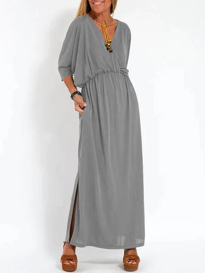 Mocarra | Lässiges Kleid mit V-Ausschnitt und Schlitz