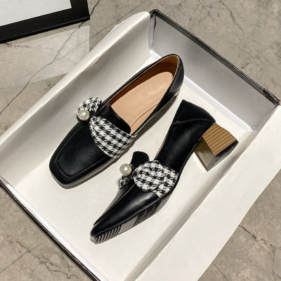 Mocarra | Hohe Heel Leder Schuhe British Style Loafer