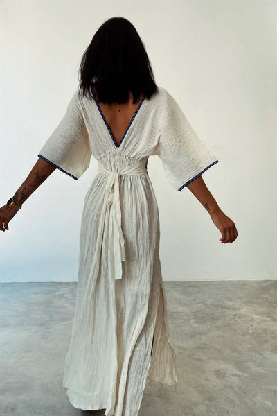 Mocarra | Leinenmischung Ethnische Maxi mit Schlitz