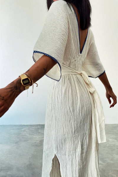 Mocarra | Leinenmischung Ethnische Maxi mit Schlitz