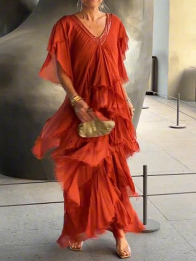 Mocarra | Elegantes V-Ausschnitt Modisches Tortenkleid
