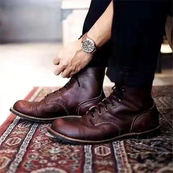 Klaus™ – Vintage-Lederstiefel mit Schnürung
