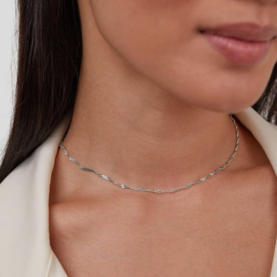 Mila Twist Silber Kettenhalsband